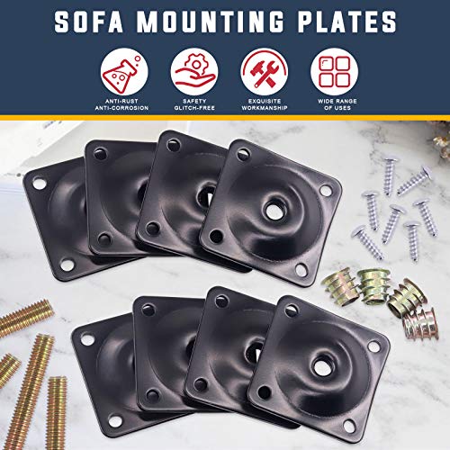 Hilitchi 8 Sets 12 Degree Angled Leg Mounting Plates with Hanger Bolts