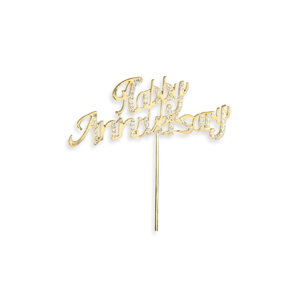 CLUB GREEN DIAMANTE HAPPY ANNIVERSARY GOLD STEM 65 X 35MM, Metal, 17.6 x 13 x 0.2 cm