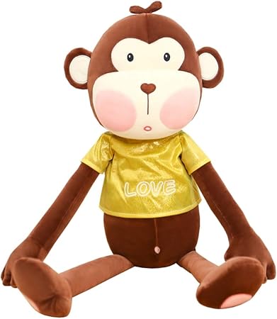 Amazon さる 猿 ぬいぐるみ 動物 抱き枕 かわいい 癒し系 クッション ふわふわ 柔らかい 赤ちゃん カップル お誕生日 プレゼント インテリア 子供部屋 ブラウン 100cm ぬいぐるみ おもちゃ