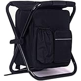 HANERDUN 3 in 1 Backpack Stool Cooler Chair, Foldable Camping Fishing Stool, Portable Backpack Chair for Outdoor Hiking Walking,Black
