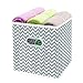 MaidMAX Fabric Storage Bins, Set of 6 Foldable Collapsible Cloth Storage Cubes Organizers Drawers Containers with Dual Plastic Handles, Gray Chevron