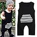 Bestpriceam Newborn Infant Baby Boys Stripe Romper Jumpsuit Outfits Clothes (18-24M, Black)