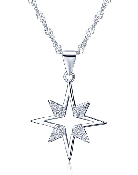 Unendlich U Cool Einzigartig Stern Damen Halskette 925 Sterling Silber Zirkonia Anhänger Kettenanhänger, Silber