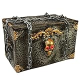 Halloween Haunters Animated Screaming Moving Rolling Pirates Skeleton Chest with Chains Prop Decoration - Skull Eyes Strobe, Ghost Coffin Box - Battery Operated
