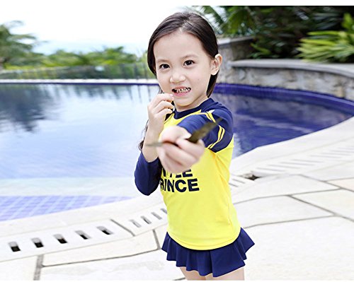 Monvecle Little Girls 2-Piece Beach Swimsuit Rash Guard Sun Protection Set UPF 50+ Girls Style 5-6Y
