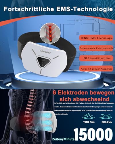 KANGLANKAN EMS Muscle Stimulator, EMS Training Device, Built-in EMS Abdominal Trainer, 8 Modes and 30 Levels, Electric EMS Abdominal Trainer for Men and Women