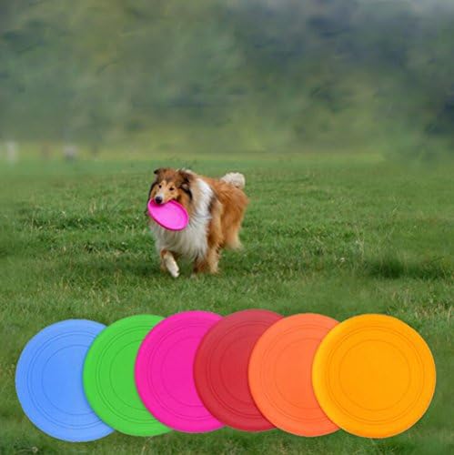 2PCS Pet Dog Frisbee Flying Disc Tooth Resistant Silicone Outdoor Large Dog Training Fetch Toy