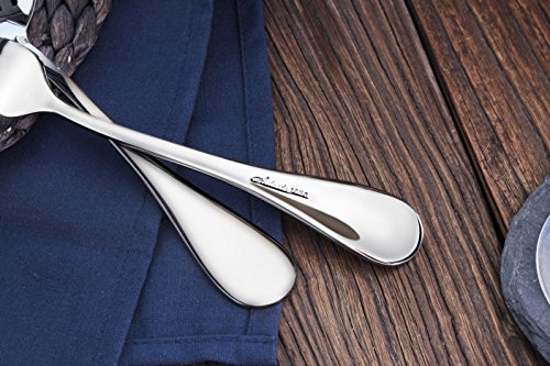Artaste 56426 Rain 18/10 Stainless Steel Table Serving Spoons and Forks Set (Set of 6), Silver - Thumbnail 3