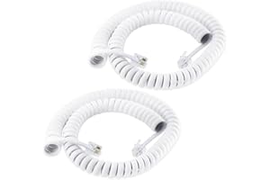 Quhoxdye 2 Pack RJ9 RJ10 4P4C Telephone Handset Cord, 12.1 Feet Coiled Cable (Stretches to 12.1Ft, Retracts to 1.96Ft) Univer