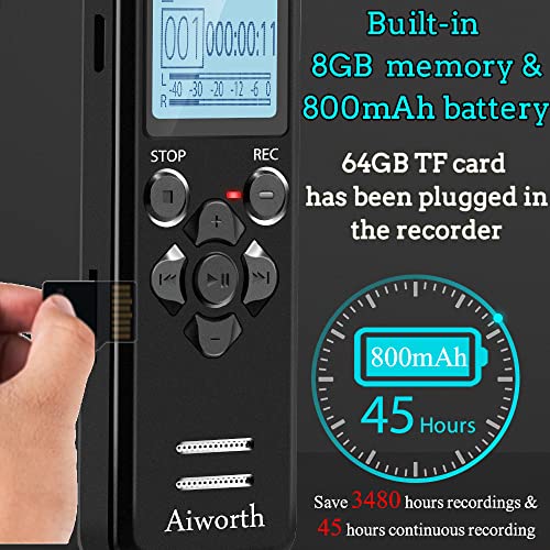 72GB Digital Voice Recorder Voice Activated Recorder for Lectures