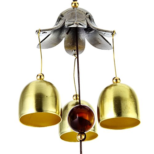 Patgoal Antique Copper 3 Bells Lucky Wind Chimes Outdoor Home Decoration