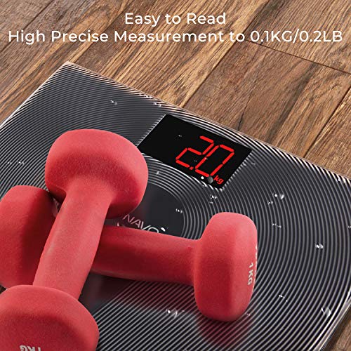 SUNAVO Digital Bathroom Scale 400 Pounds Step-On Technology Waterproof Fingerprint Body Weight Scale Non-Slip Design Backlit Displays Scale with Tempered Glass (Bathroom Scale) - Thumbnail 3