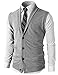 H2H Mens Casual Slim Fit V-Neck Button-Front Shawl Collar Vest With Pockets