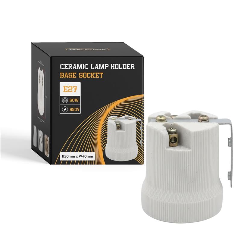 E27 Ceramic Lamp Holder Batten – Porcelain Edison Screw Light Socket for Pendant Lights, Heat-Resistant, Compatible with E26/E27 LED and Incandescent Bulbs – 1 Pack