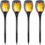 Gold Armour Solar Lights Outdoor - Flickering Flames Torch Solar Path Light - Dancing Flame Lighting 96 Led Dusk to Dawn Flickering Tiki Torches Outdoor Waterproof Garden Pathway