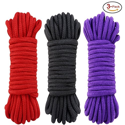 64 Feet Multi-Purpose Soft Cotton Rope 2 Pack (Black, Red) - Thumbnail 7