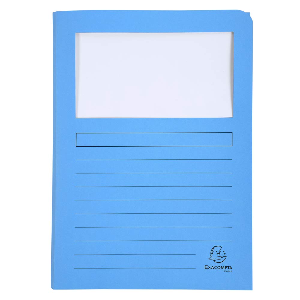 Exacompta - Ref 50550E - Super Window Folders - 220 x 310mm in Size, Suitable for A4 Documents, 160gsm Board, Window to See Documents Easily - Assorted Colours (Pack of 50)