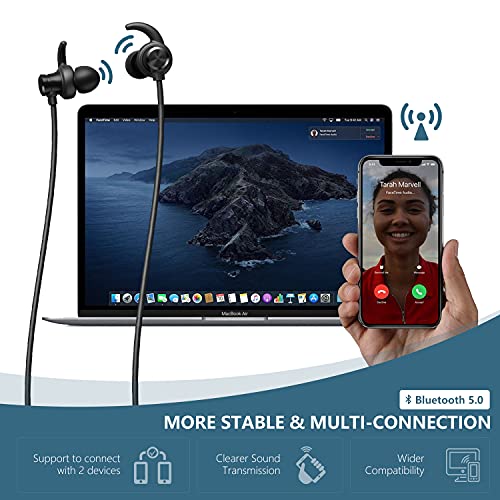 MTY Wireless Bluetooth Headphones Neckband 15Hrs Playtime Upgraded V5.0 Wireless Earbuds in Ear Noise Cancelling Sport Earbuds IPX5 Waterproof for Gym Running Call Work Home Office