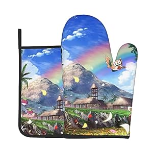 Xiaoxian Pokemon 82 Hittebestendige keukenovenhandschoenen, ovenhandschoenen en potdekselhandschoenen, veilig om te…