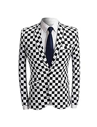 Blazer para hombre con estampado casual, de corte ajustado, con un solo botón.