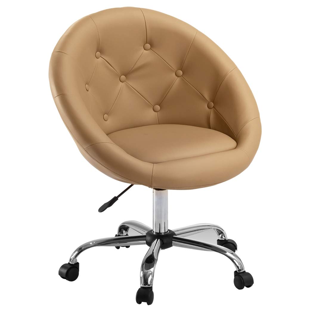 Duhome Taburete Giratorio de Cuero sintético Beige Silla de Oficina