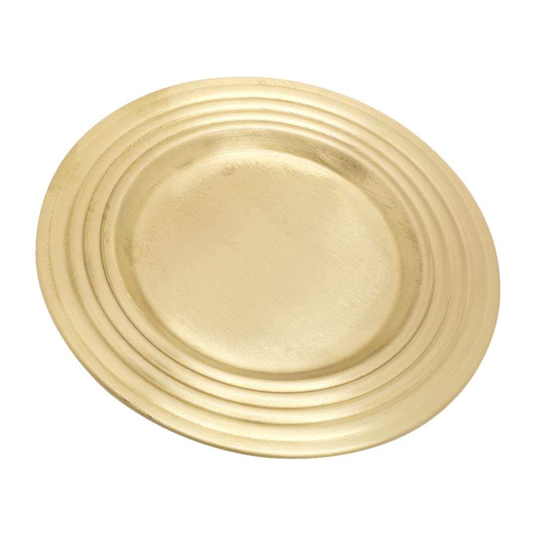 NKlaus Candle plate with ribbed rim Ø15 cm made of brass gold Candle holder round Deco plate 10730