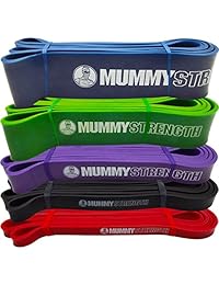 MummyStrength, bandas elásticas de resistencia para dominadas y movilidad, perfectas para hacer dominadas, flexiones en barra y levantamiento de potencia, funciona con cualquier barra o estación de dominadas, con guía de uso digital, una sola banda.