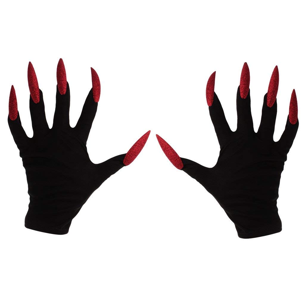 Halloween Gloves Scary Long Fingernails Gloves Hollowen Cosplay Props Hand Sleeves