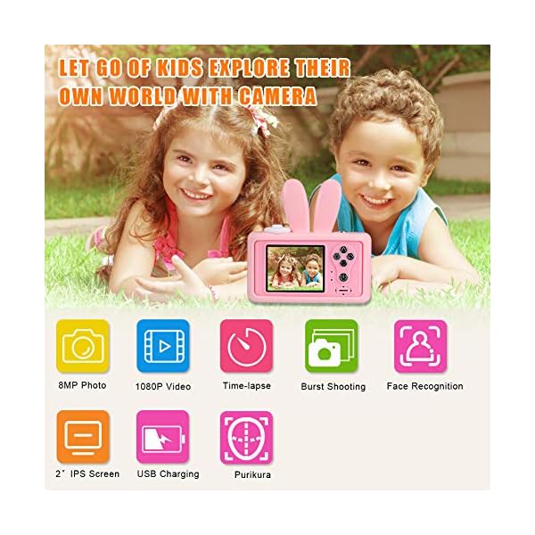 Openuye Digitale Kamera für Kinder 8.0 MP Kinder Kamera 1080p Videokamera Kinderkamera 2.4 Zoll LCD Display Kinder… – Bild 3