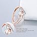 OUXi Sterling Silver Heart Band Statement Ring with Cubic Zirconia Jewelry for Women