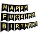 Threemart Happy FING Birthday Decorations Banner,Funny 21st 30th 40th 50th Black Birthday Premium Quality Party Supplies