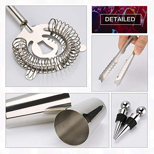 NXYJD Cocktail Shaker Bar Tool Set 15 stücke Edelstahl Bartender KIT Zubehör für Home Bar Party DIY – Bild 5