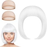 Aomig 3 Pack Short White Bob Wigs Set with 2 Wig Caps Neon Fancy Dress view 7