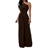 Memoriesea Women's Elegant Sleeveless One Shoulder Bodycon Evening Cocktail Maxi Dress