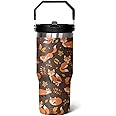 qwpmvhsak 30 oz Fox Flip Tumbler with lid and Straw,Fox CoffeeTravel Mug Cup Water Botter, Fox Gifts for Fox Lovers Fox Stuff Decor Accessories