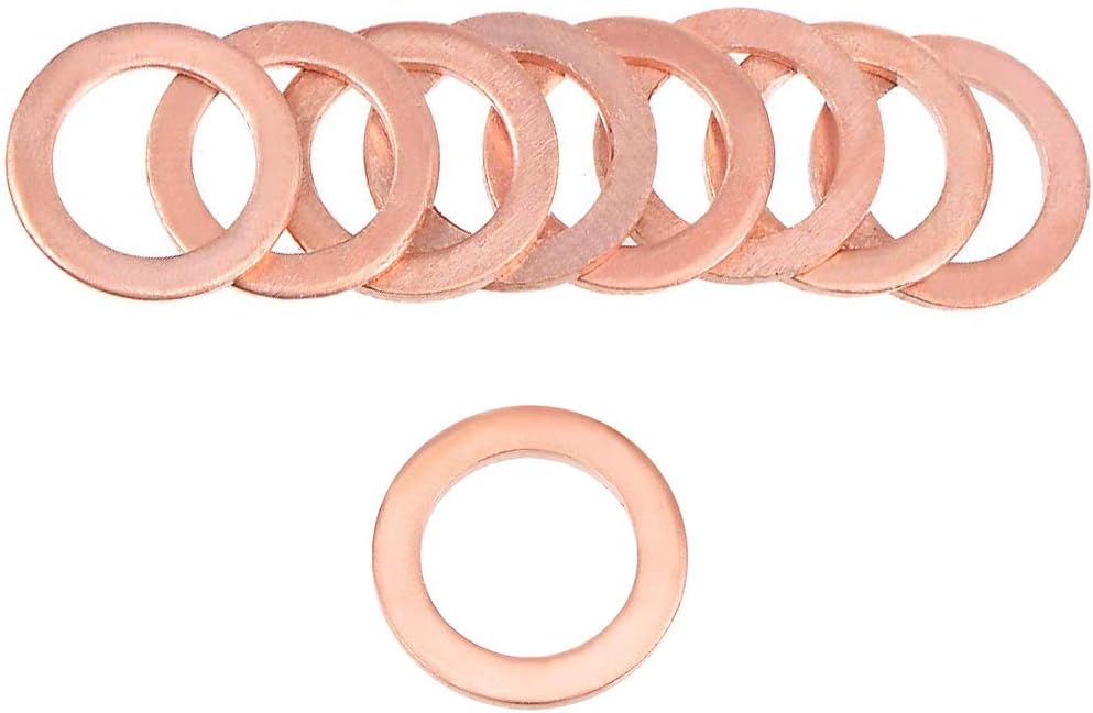 YXQ 14x20x1.5mm Copper Crush Washer Flat Ring Seal Gasket Fitting M14(30Pcs)