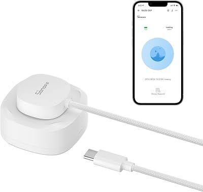 SNZB-05P Detecteur de Fuite d'eau ZigBee avec Câble de Détection, Alarmes Intelligent sans Fil pour Cuisine, Salle De Bain, sous-Sol, Étanchéité IP67, ZigBee Bridge Requis, Piles Inclusesa