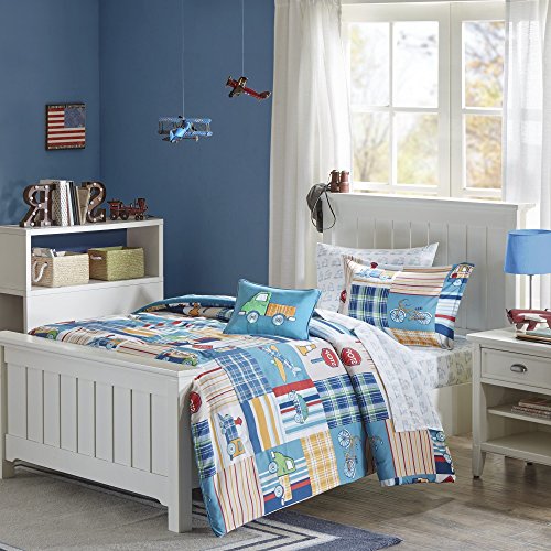 Hot Sale 8 Piece Boys Transportation Patchwpork Plaid Comforter