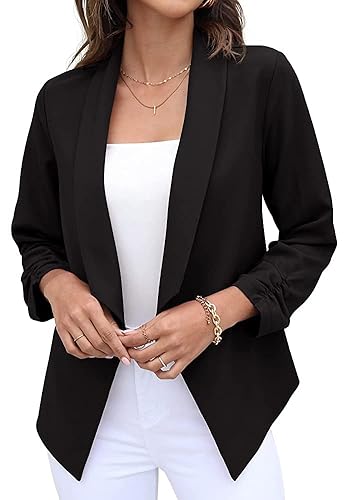 GRECERELLE Women's Blazer Suit Open Front Cardigan 3/4