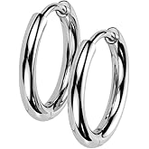 18GA F-136 Implant Grade Titanium 2mm Thick Hinged Round Hoop Earrings, Sold as a Pair