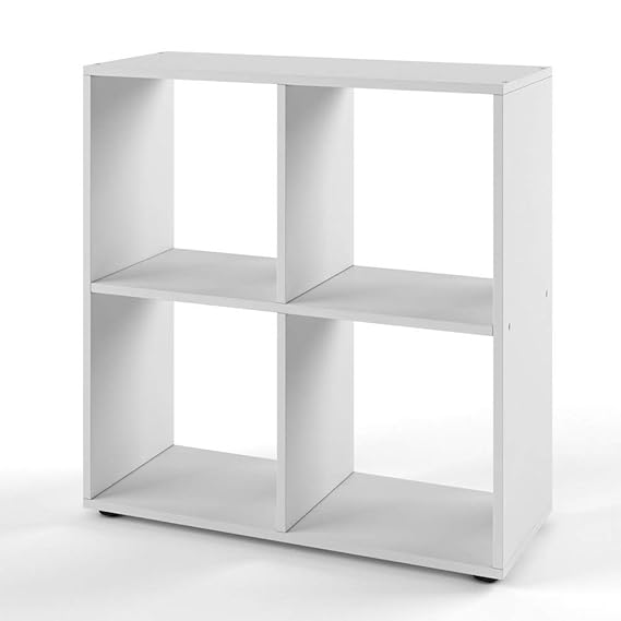 VICCO Bücherregal TETRA 4 Fächer Raumteiler Standregal Aktenregal Aufbewahrung (Weiß)