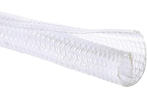 QCSIW 1/2" x 10ft Black/White Cable Sleeve - Protects Cords from Pets & Organizes Wires - Modern Style - Polyester Material - Flame Retardant - Easy to Use & Cut(White, 1/2"-10ft)