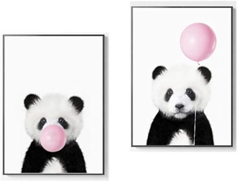 Amazon 保育園壁アートパネル赤ちゃんパンダ印刷動物バブルガムポスター装飾写真かわいいピンクバルーン赤ちゃんキャンバス絵画インテリア子供部屋装飾40x60cmx2いいえフレーム アートフレーム ポスター オンライン通販