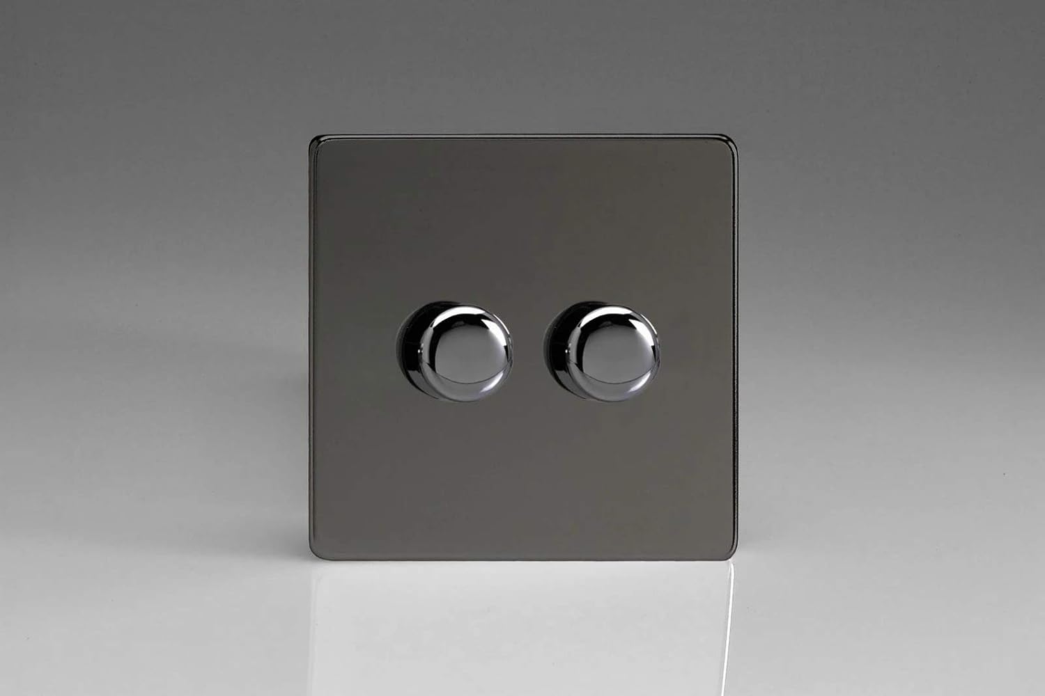 Varilight 2-Gang 2-Way V-Pro Push On/Off Rotary LED Dimmer 2 x 0-120W Iridium, 86x86x48mm