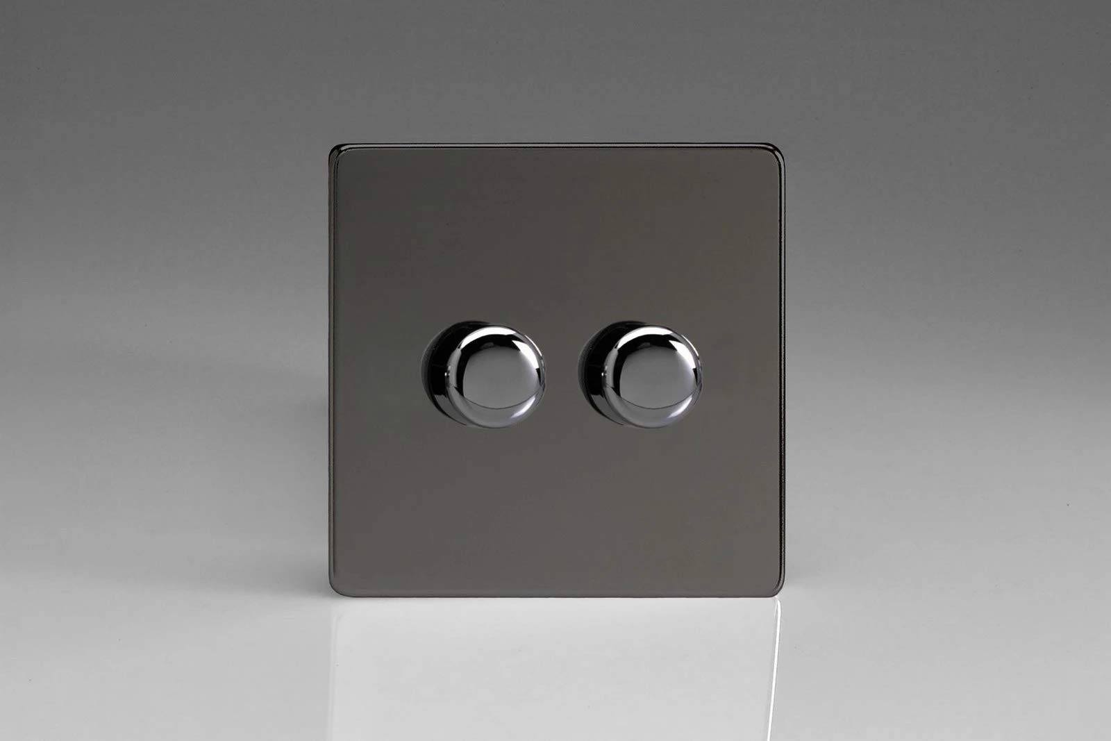 Varilight 2-Gang 2-Way V-Pro Push On/Off Rotary LED Dimmer 2 x 0-120W Iridium