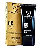 CC Cream for Men by Strictly Man Supply Co. | 7 in 1 Tinted Face Moisturizer for Men | Grooming for the Industrious Man | Light-Medium, 1.7 Ounces