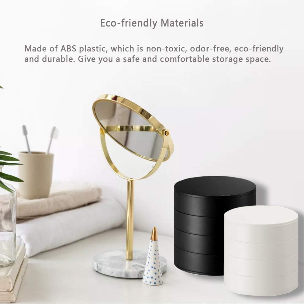 CONBOLA Jewelry Organizer, Small Jewelry Storage Box Earring Holder for Women, 4-Layer Rotating Travel Jewelry Tray Case with Lid for Bracelets Rings Bracelets (White): Home Improvement
