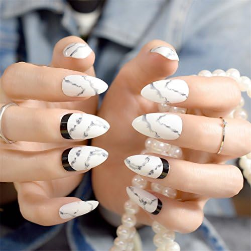 Short Acrylic French Nails Simply Shiny Beige White False Nail Tips