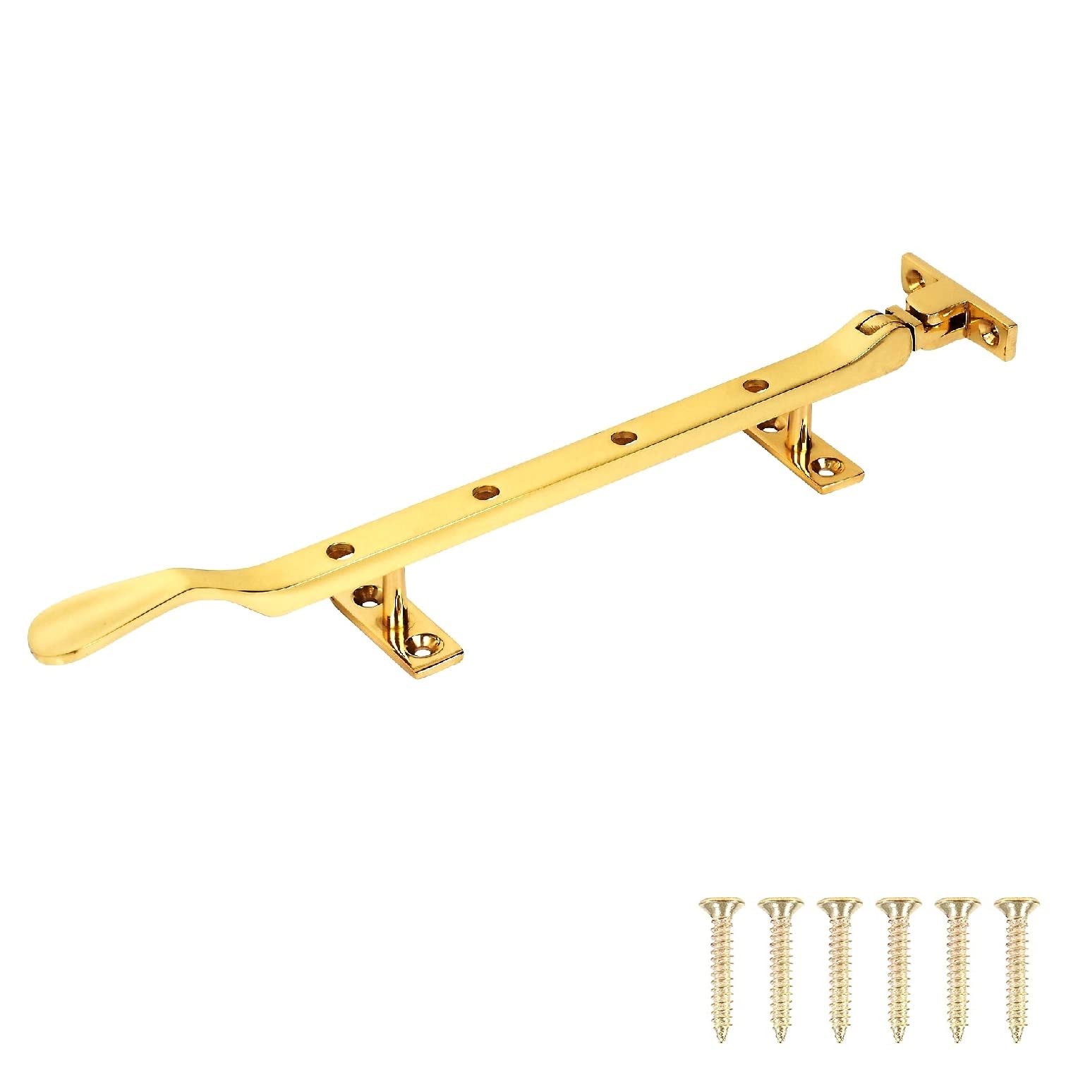 TERF® 200mm Heavy Duty Traditional Victorian Design Polished Brass Window Casement Stay Spoon Style 200mm (8 inch) including Fixing Screw - Pack of 1