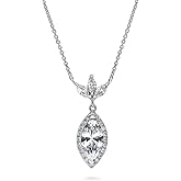 BERRICLE Sterling Silver Pendant Necklace for Women, Cubic Zirconia CZ - Art Deco, Filigree, Flower, Halo, Starburst, Wreath Styles